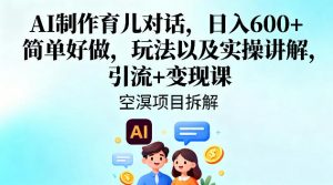 AI制作育儿对话,日入6张+,简单好做,玩法以及实操讲解,引流+变现课-风淘社