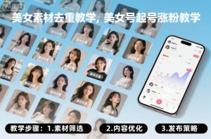 美女素材去重教学,美女号起号涨粉教学-风淘社