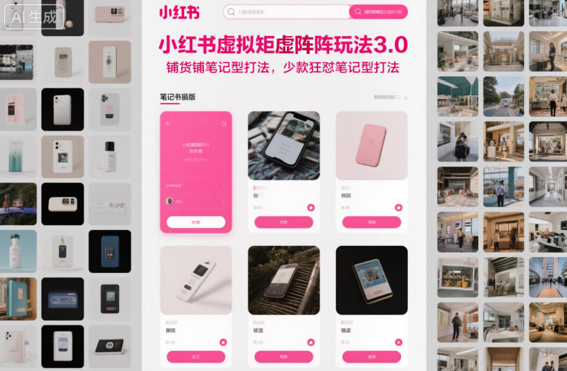 小红书虚拟矩阵玩法3.0,铺货铺笔记型打法,少款狂怼笔记型打法-风淘社