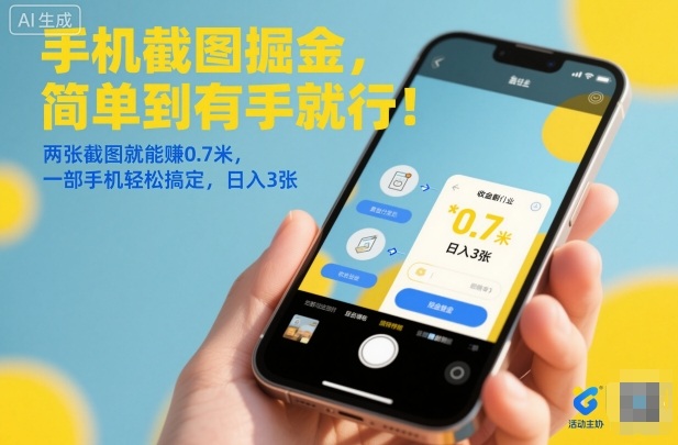 手机截图掘金,简单到有手就行!两张截图就能賺0.7米,一部手机轻松搞定,日入3张【揭秘】-风淘社