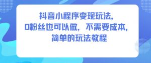抖音小程序变现玩法,0粉丝也可以做,不需要成本,简单的玩法教程-风淘社