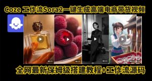 coze智能体sora2一键生成电商带货高端视频工作流保姆级拆解教程,无需剪辑,无需拍摄-风淘社