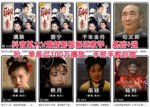 抖音某大V最新影视解说教学，基础+进阶，单条过100万播放，手把手教你做-风淘社