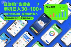 自动看广告賺钱，单机日入30-100+，可多台手机操作，实现睡后收入【揭秘】-风淘社