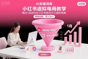 小红书虚拟电商项目,用AI+自动化在小红书做SEO虚拟电商,精准流量,月入3w+-风淘社