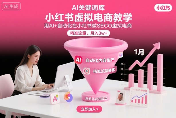 小红书虚拟电商项目,用AI+自动化在小红书做SEO虚拟电商,精准流量,月入3w+-风淘社