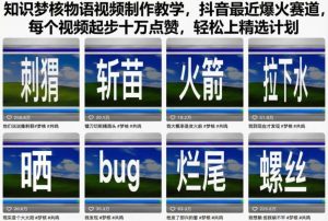 知识梦核物语视频制作教学,抖音最近爆火赛道,每个视频起步十万点赞,轻松上精选计划-风淘社