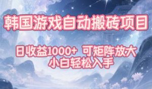 韩国游戏自动搬砖项目,日收益1k+,可矩阵放大,小白轻松入手【揭秘】-风淘社