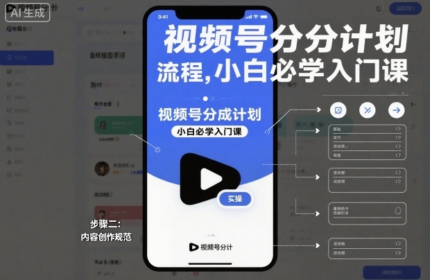 视频号分成计划实操流程,小白必学入门课-风淘社