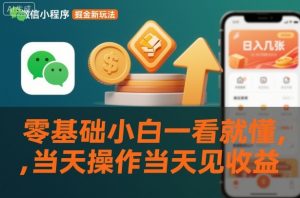 微信小程序掘金新玩法，日入几张，零基础小白一看就懂，当天操作当天见收益【揭秘】-风淘社