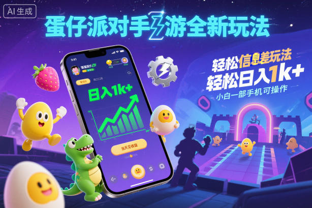 蛋仔派对手游全新玩法，轻松日入1k+，风口信息差玩法，当天见收益，小白一部手机可操作-风淘社