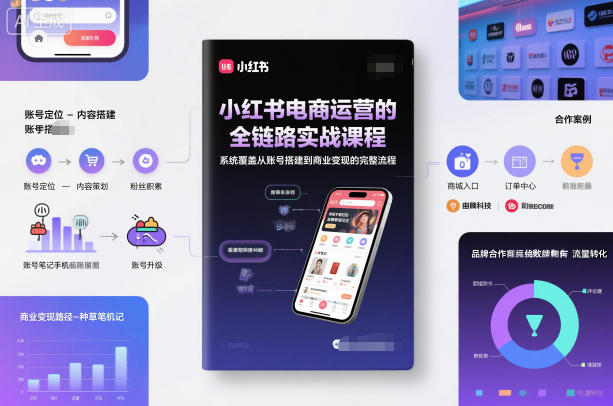 小红书电商运营的全链路实战课程,系统覆盖从账号搭建到商业变现的完整流程-风淘社