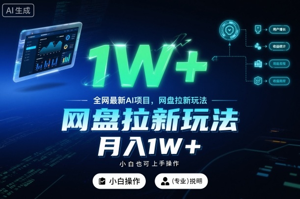 全网最新AI项目,网盘拉新玩法,小白也可上手操作,月入1W+【揭秘】-风淘社