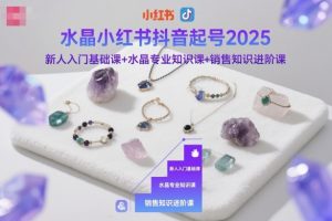 水晶小红书抖音起号2025,新人入门基础课+水晶专业知识课+销售知识进阶课-风淘社