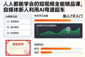 人人都能学会的短视频全能精品课,自媒体新人利用AI弯道超车-风淘社
