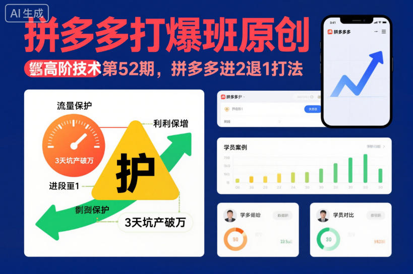 拼多多打爆班原创高阶技术第52期,拼多多进2退1打法-风淘社