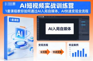 AI短视频实战训练营,1套课程教你如何通过AI入局自媒体,AI快速变现全流程-风淘社