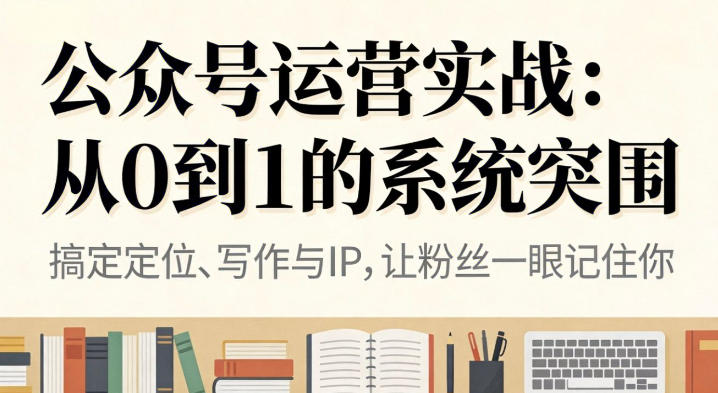 公众号运营实战,从定位到变现的全流程,从0到1的系统突围-风淘社