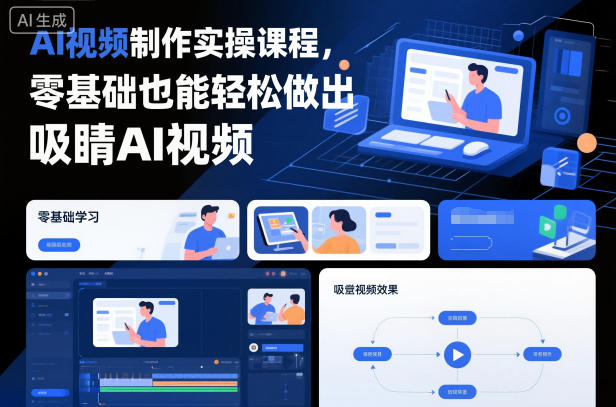 AI视频制作实操课程,零基础也能轻松做出吸睛AI视频-风淘社