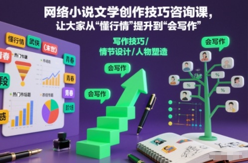 网络小说文学创作技巧咨询课，让大家从“懂行情”提升到”会写作”的高度-风淘社