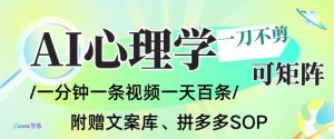 AI一键生成心理学简笔画视频,一刀不剪无需剪辑,可批量可矩阵,带书带素材带资料带徒弟-风淘社
