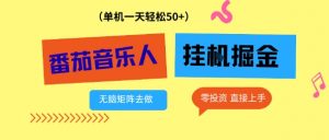 番茄音乐人挂G项目，多窗口去跑一天完稳定50+，零投资，简单无脑【揭秘】-风淘社