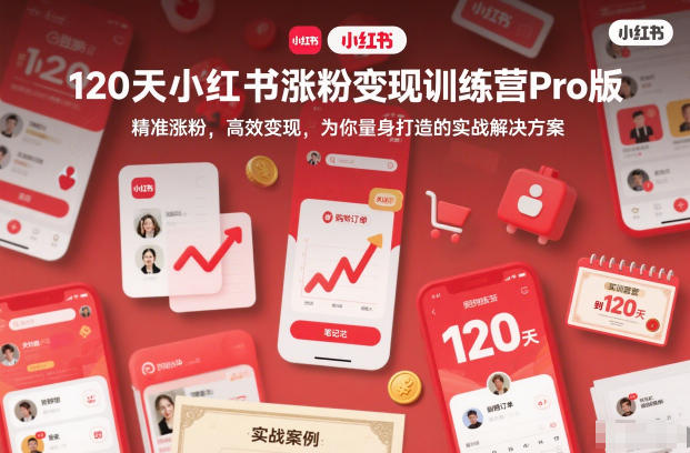 120天小红书涨粉变现训练营Pro版,精准涨粉,高效变现,为你量身打造的实战解决方案-风淘社