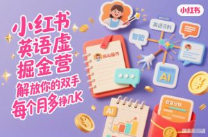 小红书英语虚拟资料掘金营,纯AI操作,解放你的双手,每个月多挣几K-风淘社