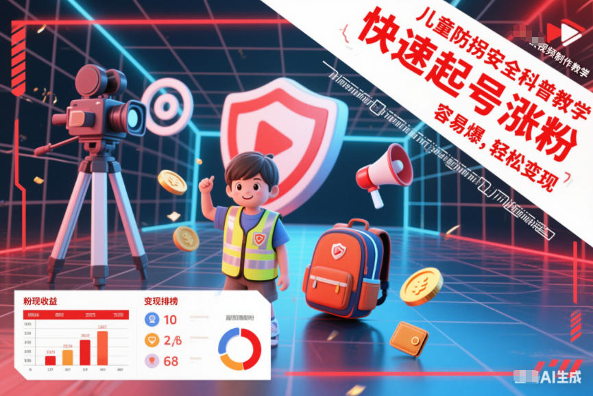 儿童防拐安全科普知识视频制作教学,快速起号涨粉,容易爆,轻松变现-风淘社