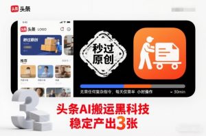 头条AI搬运黑科技，秒过原创，无需任何复杂指令，每天仅需半小时操作，稳定产出3张【揭秘】-风淘社