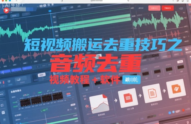 短视频搬运去重技巧之音频去重，视频教程+软件-风淘社