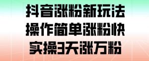抖音涨粉新玩法，操作简单涨粉快，实操3天涨万粉-风淘社