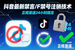 抖音最新禁言/F禁号注销技术，正规渠道24小时搞定-风淘社