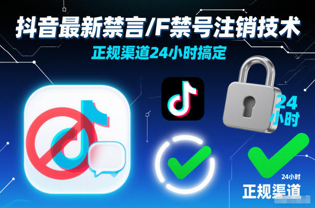 抖音最新禁言/F禁号注销技术,正规渠道24小时搞定-风淘社
