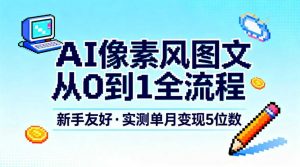 AI像素风图文从0到1全流程,新手友好,实测单月变现5位数-风淘社