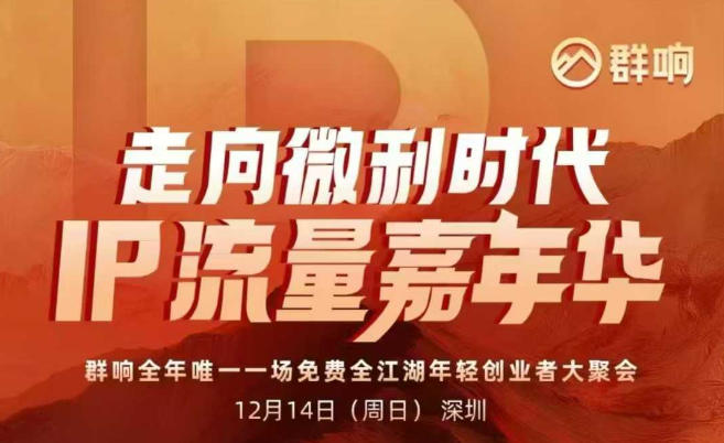 2025ip嘉年华万人12月14深圳线下课,走向微利时代,IP流量嘉年华,实操性极强的商业干货课-风淘社