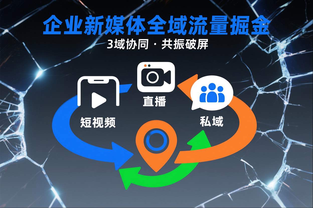 短视频全域商业模式,企业新媒体全域流量掘金,3域协同,共振破屏,短视频-直播-私域-地域-风淘社