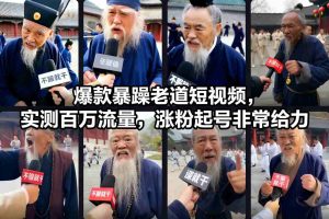 爆款暴躁老道短视频，实测百万流量，涨粉起号非常给力-风淘社