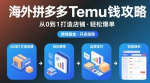 海外拼多多temu钱攻略从0到1打造店铺,轻松爆单-风淘社