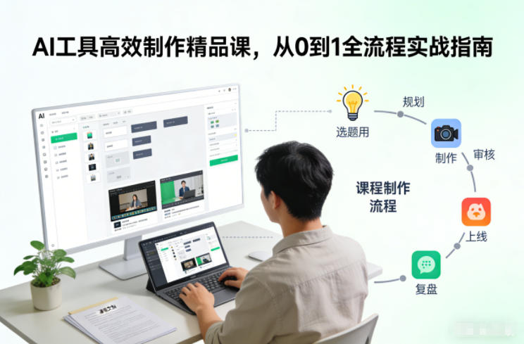 AI工具高效制作精品课,从0到1全流程实战指南-风淘社
