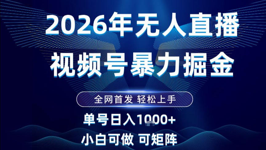 2026最新视频号无人直播掘金，全网首发，小白可以玩，长期稳定日入1k+【揭秘】-风淘社