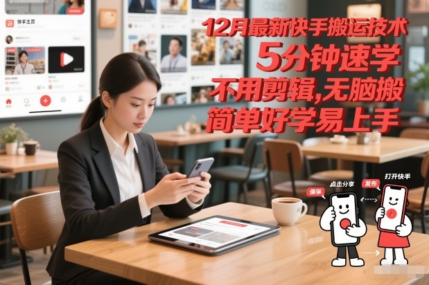 12月最新快手搬运技术，5分钟速学，不用剪辑无脑搬，简单好学易上手-风淘社