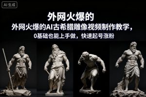 外网火爆的AI古希腊雕像视频制作教学，0基础也能上手做，快速起号涨粉-风淘社