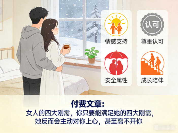 付费文章:女人的四大刚需,你只要能满足她的四大刚需,她反而会主动对你上心,甚至离不开你-风淘社
