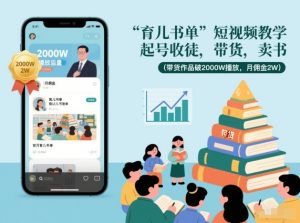 育儿书单短视频教学，起号收徒，带货，卖书（带货作品破2000W播放，月佣金2W）-风淘社