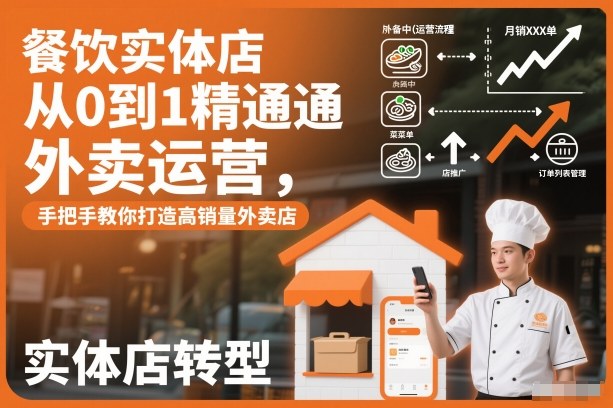 餐饮实体店从0到1精通外卖运营,手把手教你打造高销量外卖店-风淘社
