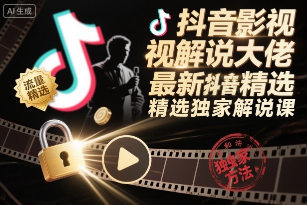 抖音影视解说大佬最新抖音进精选和独家方法，精选独家解说课（更新12月）-风淘社