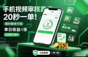 手机视频审核真香!20秒一单,随时随地可做,单日收益4张,小白零门槛冲【揭秘】-风淘社