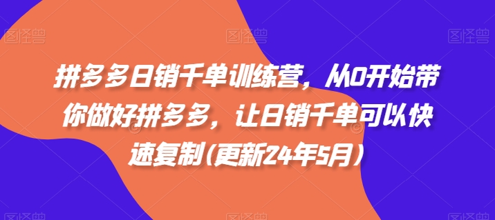 拼多多日销千单训练营,从0开始带你做好拼多多,让日销千单可以快速复制(更新25年12月)-风淘社