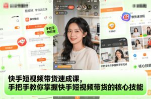 快手短视频带货速成课,手把手教你掌握快手短视频带货的核心技能-风淘社
